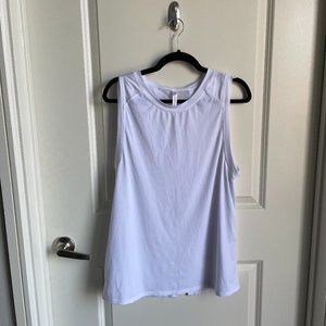 White Fabletics Open Back Tie Workout Tank (Large)